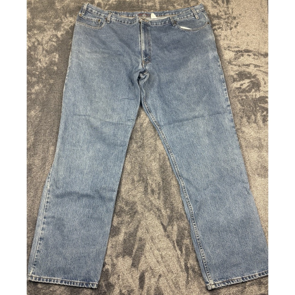 Vtg Eddie Bauer Mens 46x36 Relaxed Fit Light Wash Blue Denim Jeans Straight